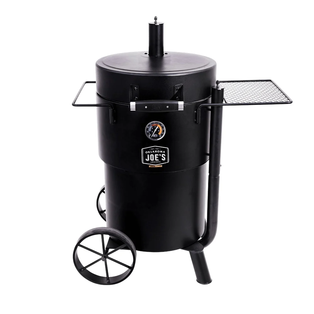 19202089 Drum Smoker, Porcelain-Coated Steel Cooking Surface, Charcoal, Steel, Black