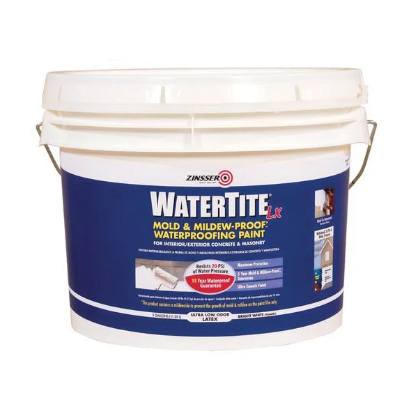 270268 Waterproofing Paint, Flat, Liquid, White, 3 gal, Jug - Zinsser