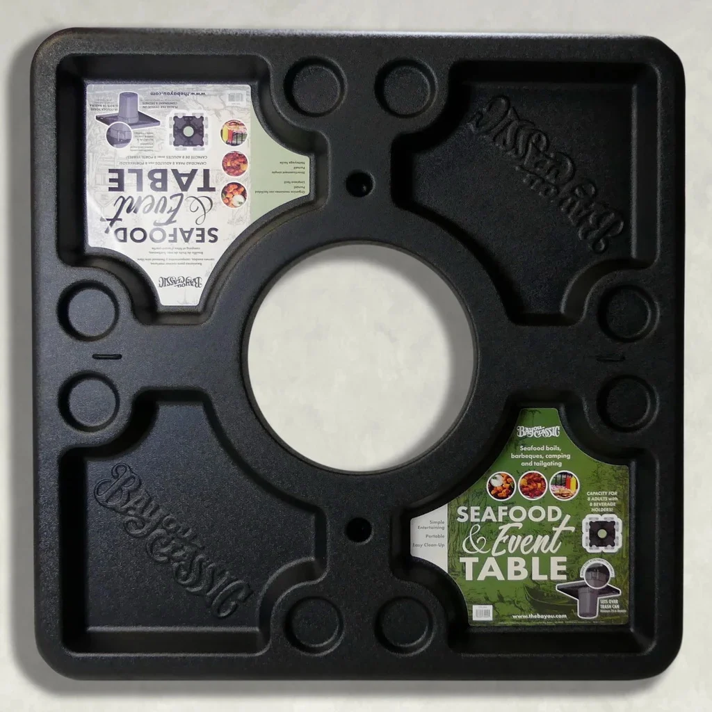 300-444 Seafood/Event Table, 40-1/2 in W, 40-1/2 in D, Square Table, ABS Table, Black Table