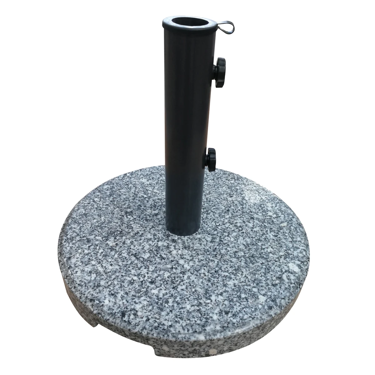 59657 Umbrella Base, 15.7 in Dia, 13.7 in H, Round, Plastic/Stone/Steel, Gray/Black, Powder-Coated