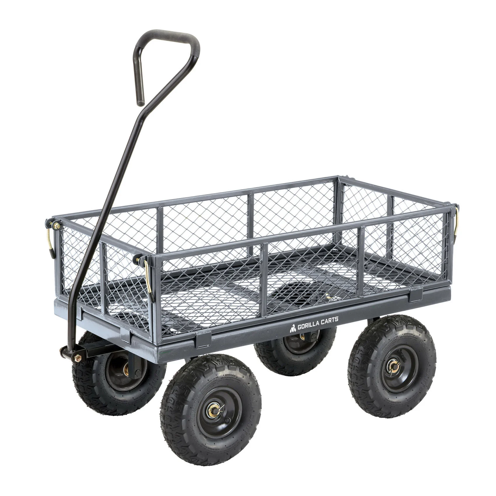 GOR610 Utility Yard Cart, 600 lb, 4-Wheel, 10 in Dia Wheel, Straight Pull Handle, Gray