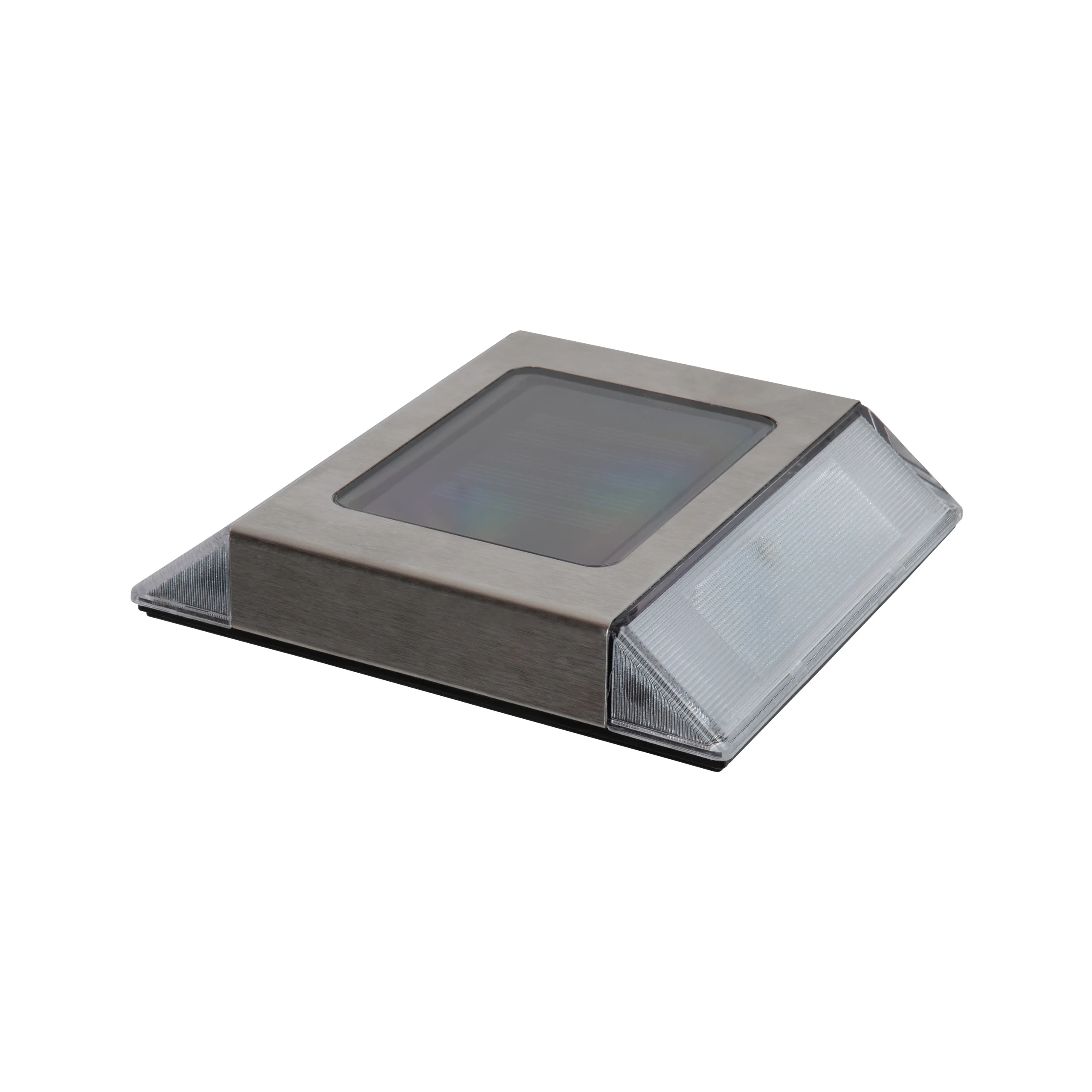 26084 Solar Deck Light, Nickel-Metal Hydride Battery, AA Battery, 2-Lamp, Stainless Steel/Plastic Fixture