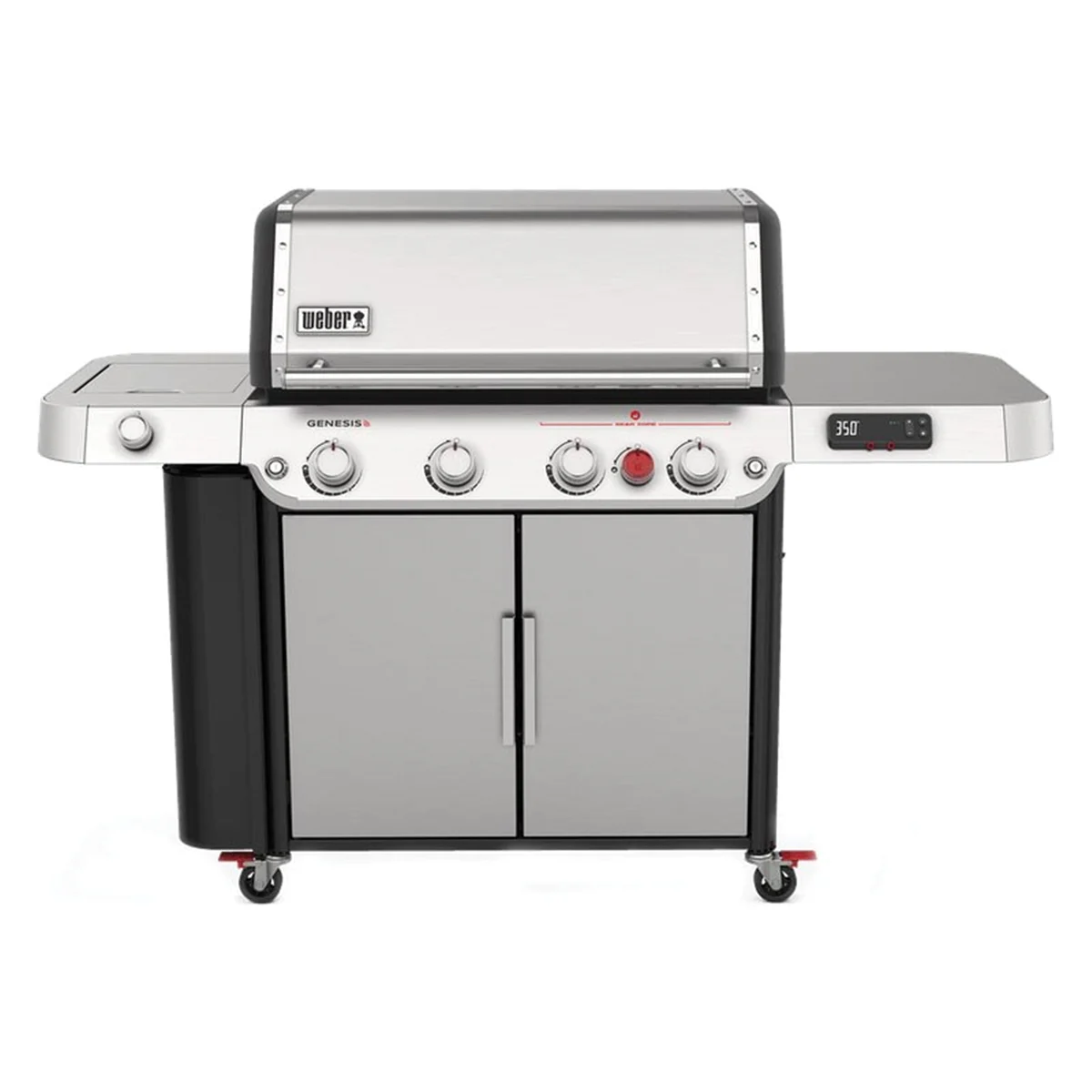 GENESIS SPX-435 Series 36800001 Smart Gas Grill, 48,000 Btu, Liquid Propane, 4-Burner, 646 sq-in Primary Cooking Surface, Stainless Steel, Silver/Black
