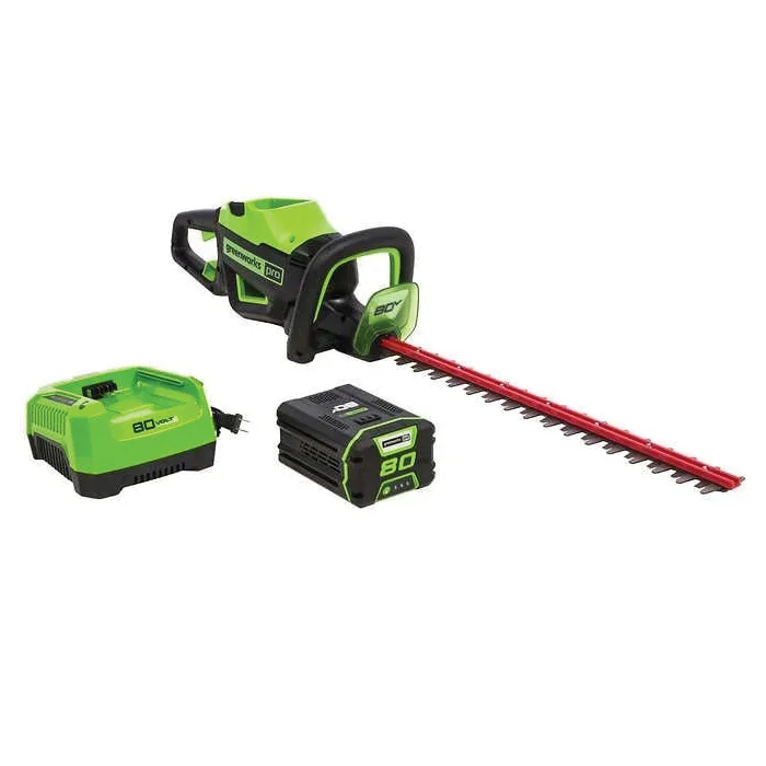 2203902 Hedge Trimmer, Battery Included, 2 Ah, 80 V, 3/4 in Cutting Capacity, 26 in Blade, Rear Handle - Greenworks
