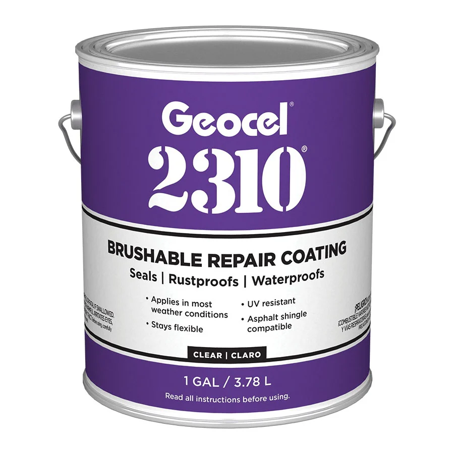 2310 Series GC65300 Brushable Repair Coating, Liquid, Transparent, Crystal Clear, 1 gal, Can - Geocel