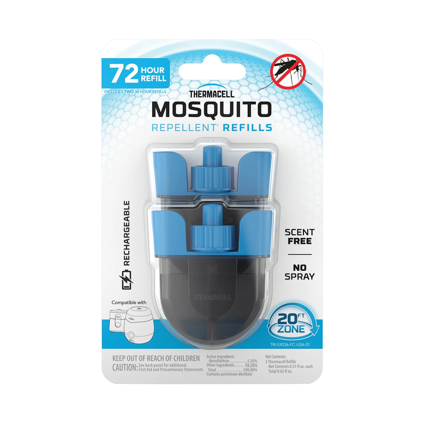 ER236 Rechargeable Mosquito Repeller Refill, Liquid, Slight, Solvent - Thermacell