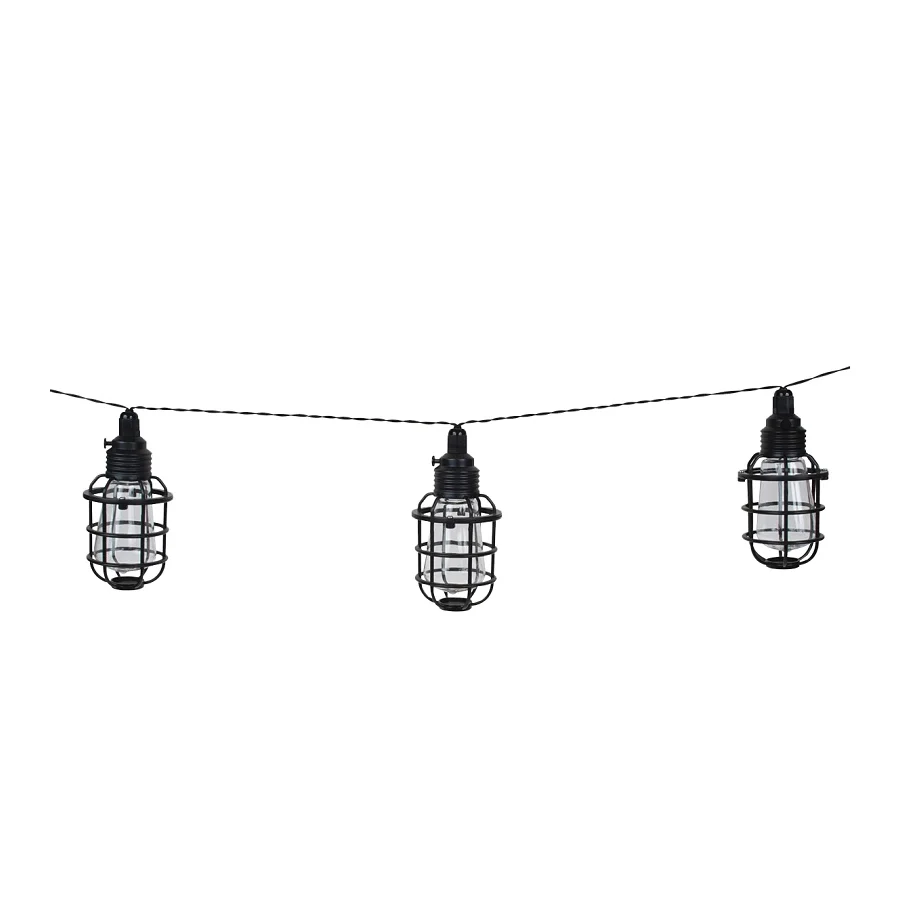 27099 Solar String Lantern Light, Nickel-Metal Hydride Battery, AA Battery, 10-Lamp, LED Lamp, Black