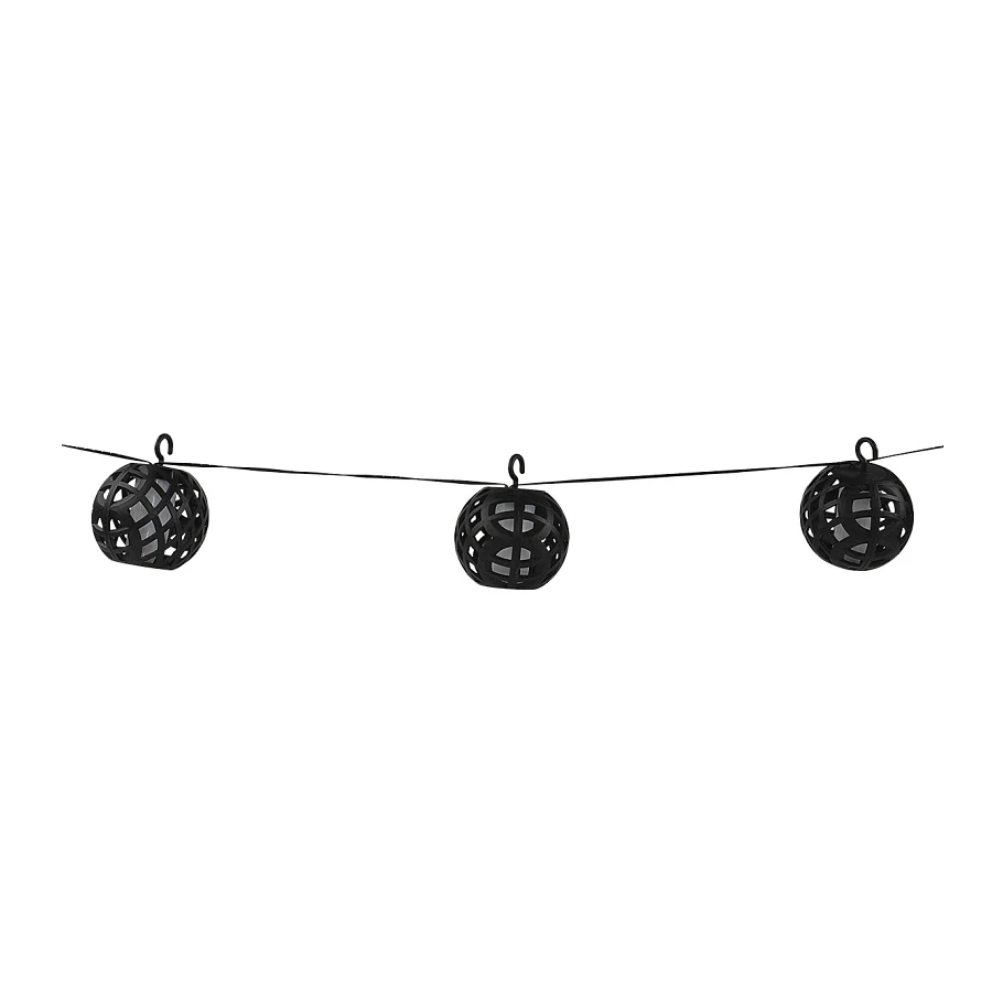 27100 Solar Dancing Flame Rattan Ball, Nickel-Metal Hydride Battery, AA Battery, 10-Lamp, LED Lamp, Black