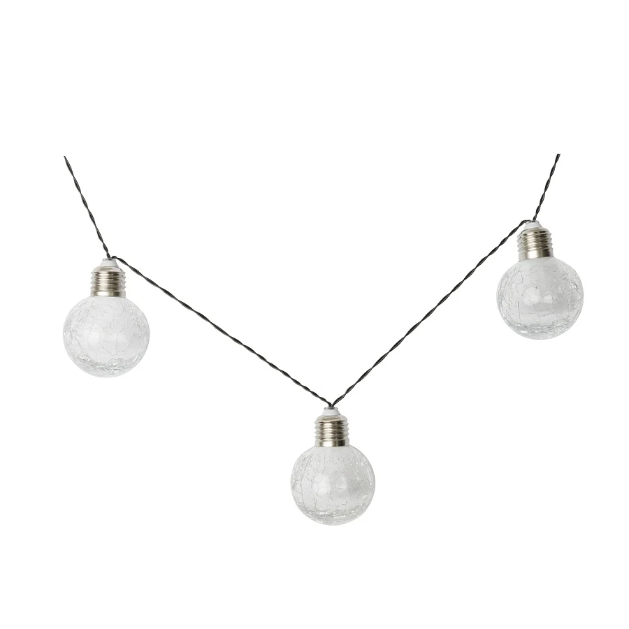 27101 Solar Crackle Glass Ball, Nickel-Metal Hydride Battery, AA Battery, 10-Lamp, LED Lamp, Clear