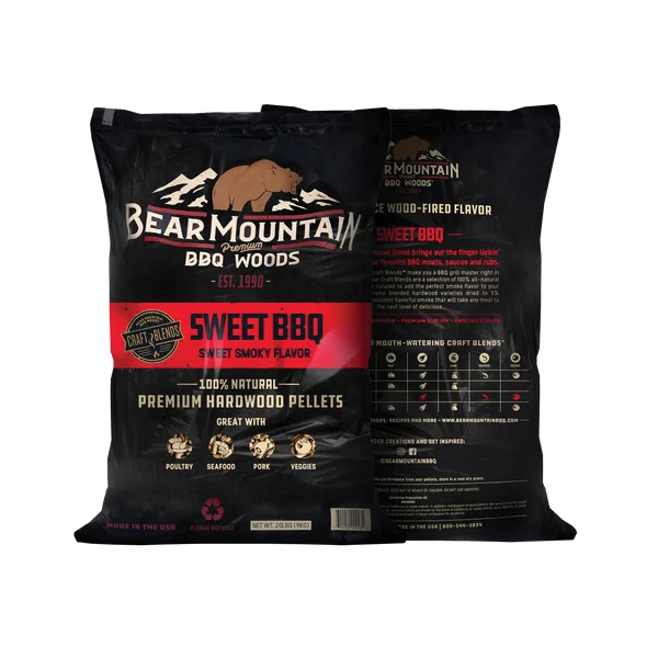 Craft Blends FK92 Series BBQ Pellet, Sweet, 20 in L, Wood, 20 lb Bag - Bear Mountain