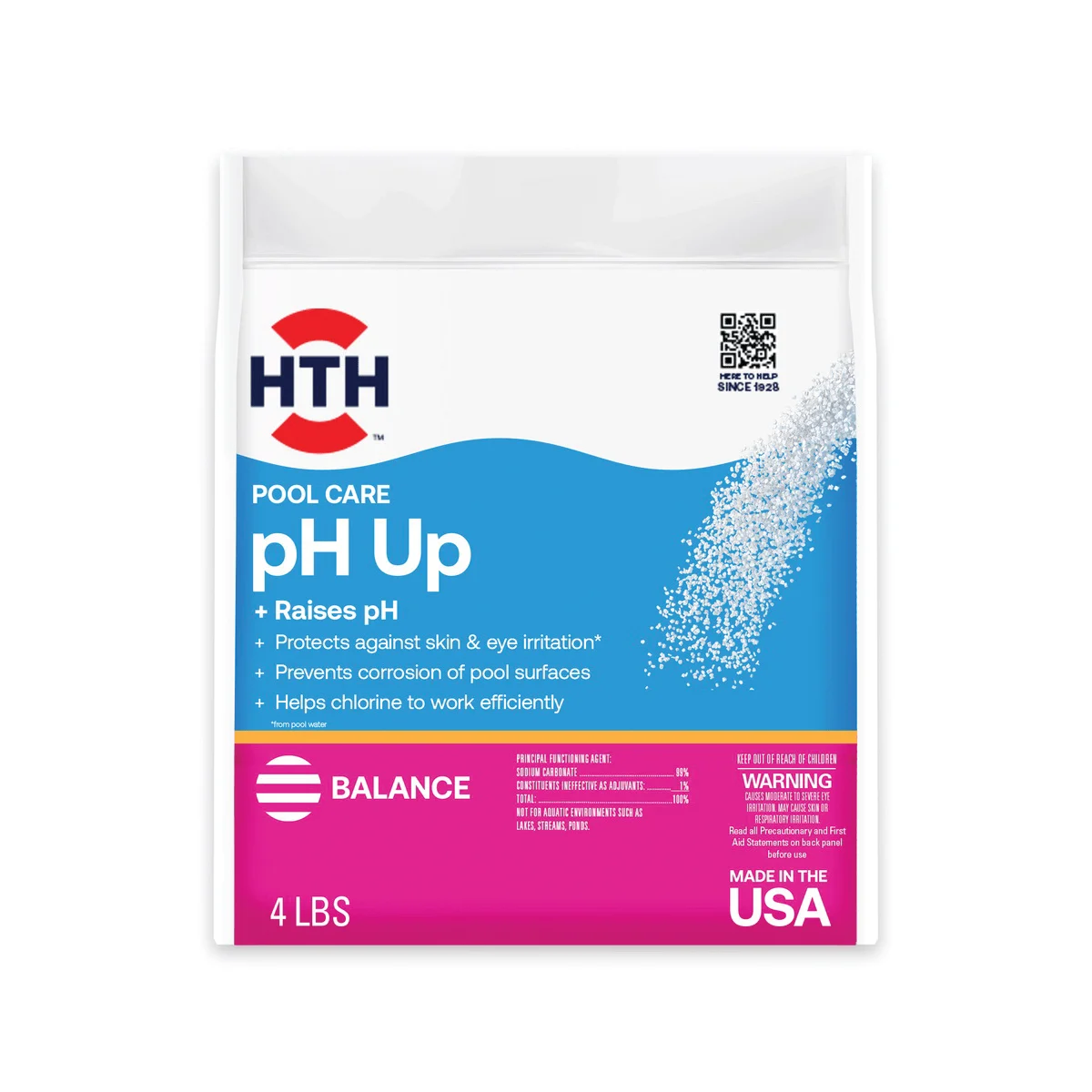 67058 Pool Care pH Up, Granular, Powder, White, 4 lb - HTH