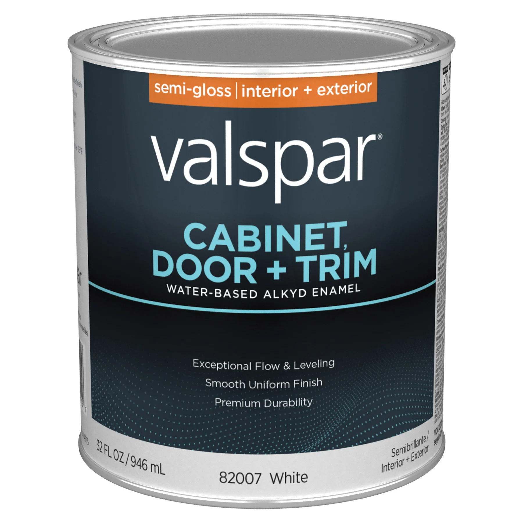 8200 Series 028.0082007.005 Cabinet, Door and Trim Enamel Paint, Tintable Water Base, Semi-Gloss Sheen, White Base, 1 qt, Can