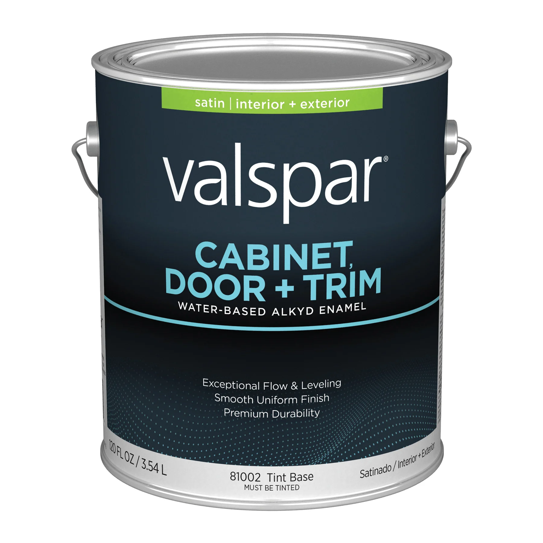 8100 Series 028.0081002.007 Cabinet, Door and Trim Enamel Paint, Tintable Water Base, Satin Sheen, Tint Base, 1 gal, Pail - Valspar