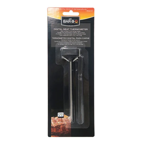 40294Y Meat Thermometer, Digital Display, Stainless Steel Probe Material, Black - Mr. BAR-B-Q
