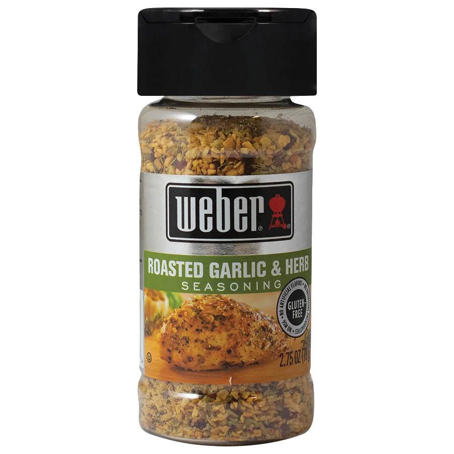 1151132 Seasoning, Herb, Roasted Garlic, 12 oz, Garlic, Salt, Spices, Sweet Red Pepper - Weber