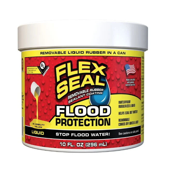 Flood Protection RLSYELR12 Rubberized Adhesive, Liquid, Flat/Matte, Yellow, 10 oz, Can - Flex Seal