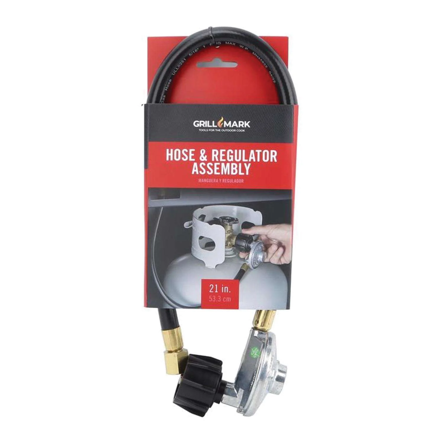 00360ACE Propane Hose and Regulator, 21 in L Hose, Rubber - Grillmark