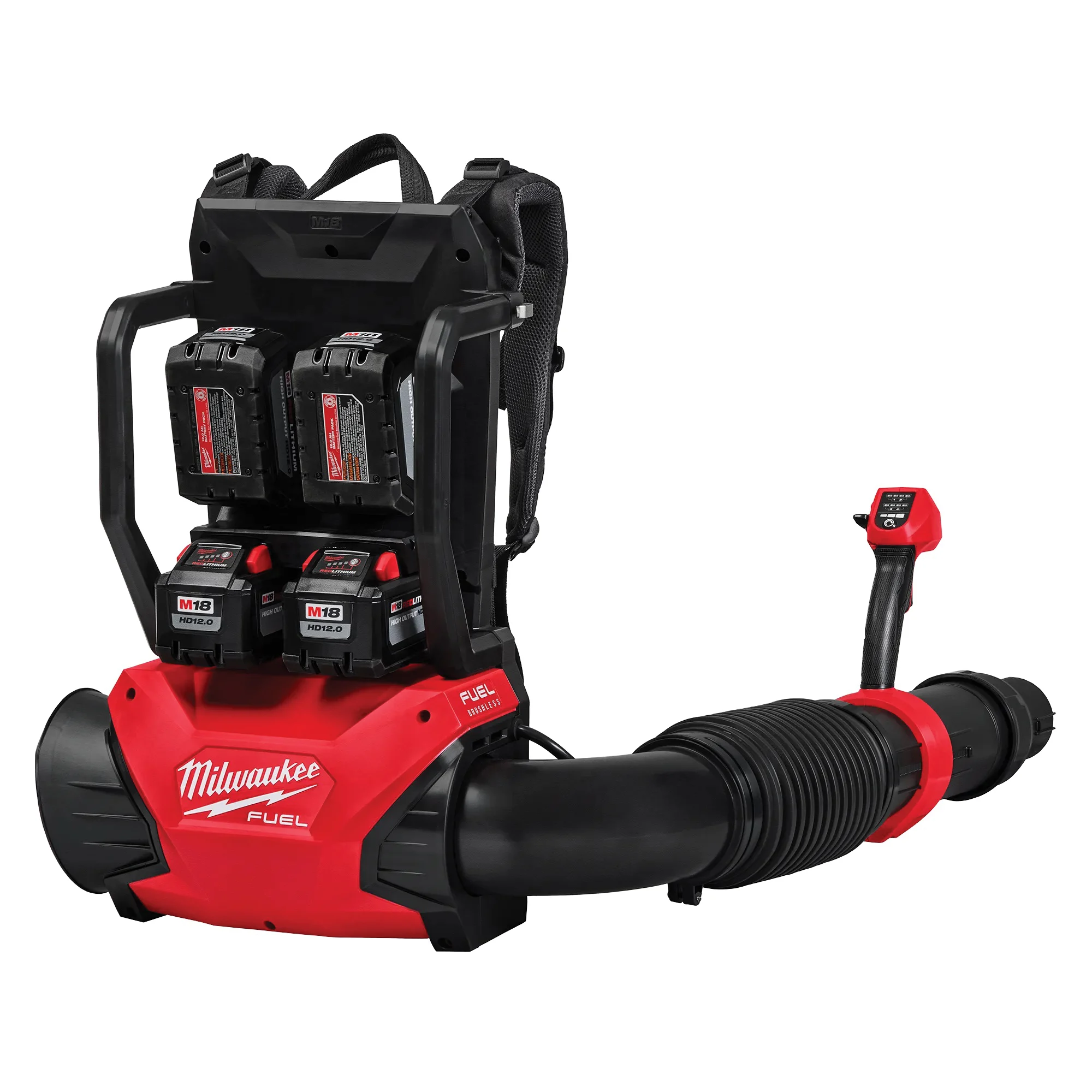 M18 3009-24HD Cordless Dual Battery Backpack Blower, 18 V, 650 cfm Air, Lithium-Ion, Black/Red