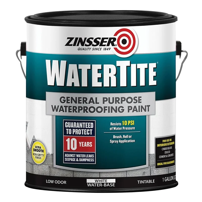 369381 Waterproofing Paint, Flat, Liquid, White, 1 gal, Can - Zinsser