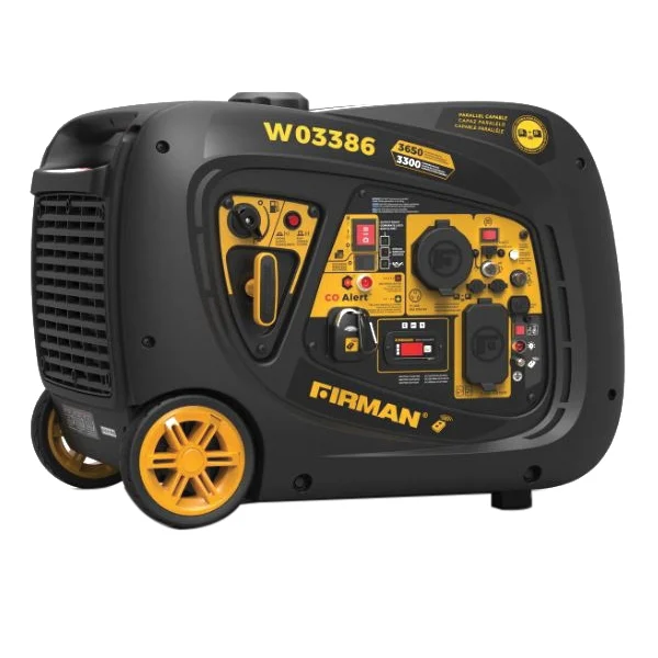 Whisper Series W03386 Inverter Portable Generator with Co-Alert, 27.5 A, 120 V, 3650 w, Gasoline, 1.8 gal Tank