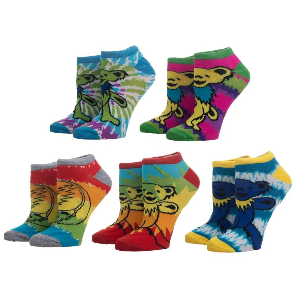 Grateful Dead Tie Dye 5 Pair Ankle Socks - Bio World