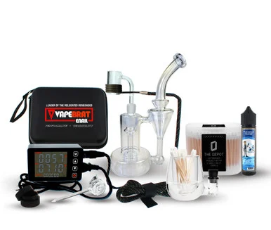 Enail Dab Rig Kit: VapeBrat Copa Pro E-nail with Recycler Rig and Dab Cleaning Kit