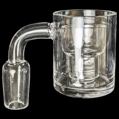 Funnel Top Center Core Reactor Quartz Banger with Funnel Insert: 14mm Male 90 Degree 30 Dia - VapeBrat
