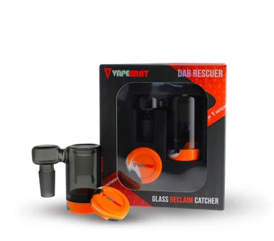 Black Reclaim Catcher: 14mm Male Sidecar Pipe Joint to 14mm Female 90 Degree Banger Joint - VapeBrat