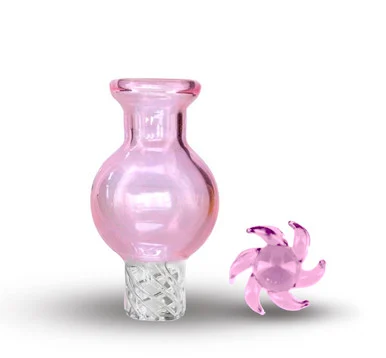 25mm Pink Spinner Carb Cap Kit: Bubble Spinner Carb Cap with Pink Terp Wheel - VapeBrat