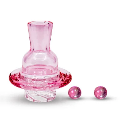 25mm Pink Bell Spinner Carb Cap with Two Pink 6mm Terp Pearls - VapeBrat