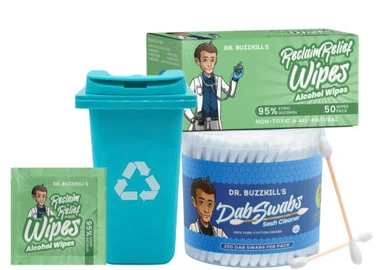 Banger Maintenance Kit: Mini Trash Can x 200 Cotton Swabs x Dab Wipes 50 ct - Glob Mops