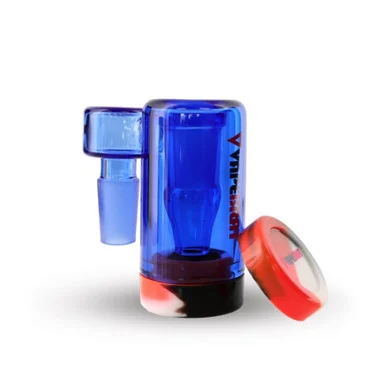 Blue Reclaim Catcher: 14mm Male 90 Degree Pipe Joint to 14mm Female Banger Joint - VapeBrat