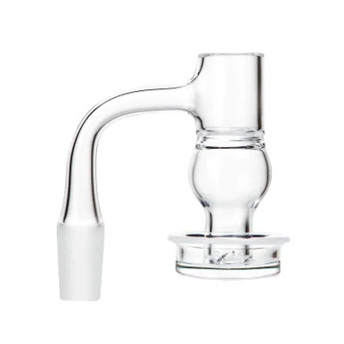 Round Belly Terp Slurper Banger with Flair Dish: 14mm Male 90 Degree Full Weld - VapeBrat