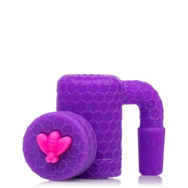 Purple Silicone Reclaim Catcher: 14mm Male 90 Degree Pipe Joint to 14mm Female Banger Joint - VapeBrat