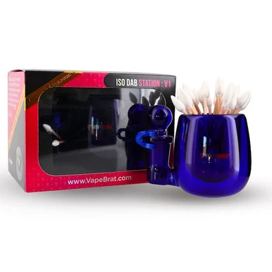 Blue Iso Station Dab Cleaning Station w/ 14mm Cleaning Plug & Keck Clip by VapeBrat