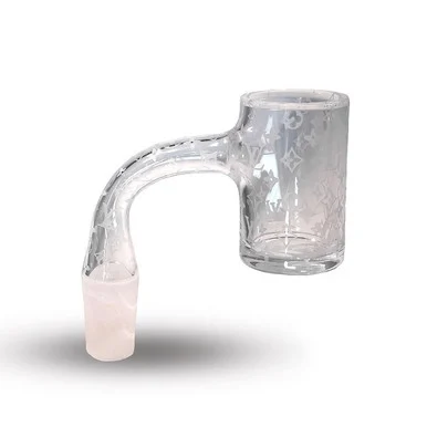 Boujee Banger Series: Lv Etched Full Weld Quartz Bucket Banger: 14mm Male 90 Degree - VapeBrat