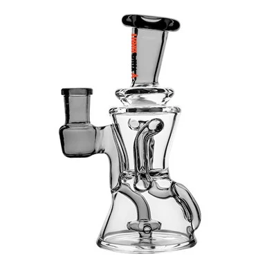 6" Mini Recycler Dab Rig: Hourglass Recycler Black - VapeBrat
