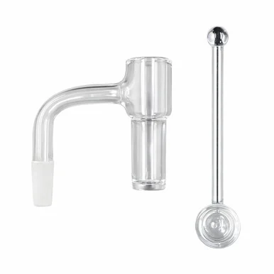 Terp Feeder Quartz Banger with Dosing Cup: 14mm Male 90 Degree (Full Weld) - VapeBrat
