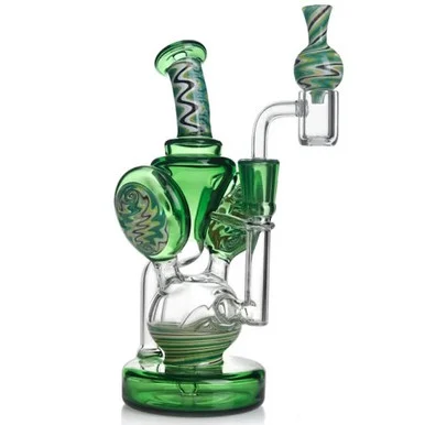 8" American Glass Wig Wag Recycler Dab Rig Kit: Green - Phoenix Glass