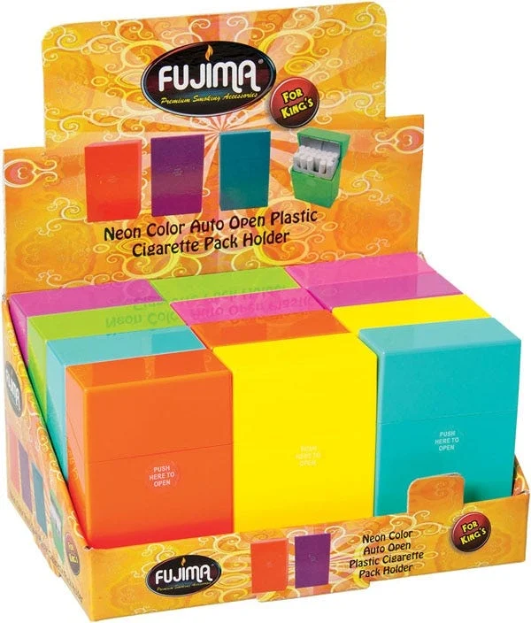 Fujima Neon Plastic Cig Case | King Size | Assorted Colors | 12ct Display - New