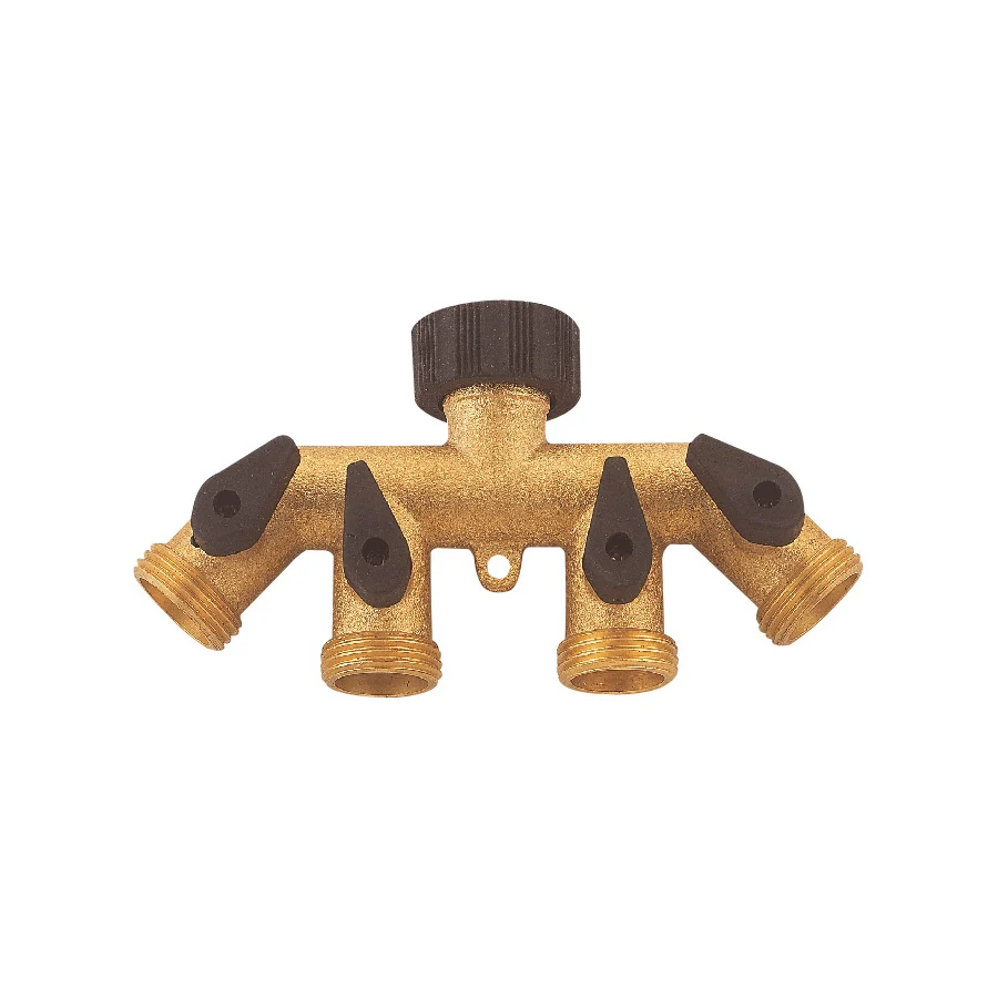 GB9114A Faucet Manifold, 3/4 in Female, 4-Port/Way, Brass