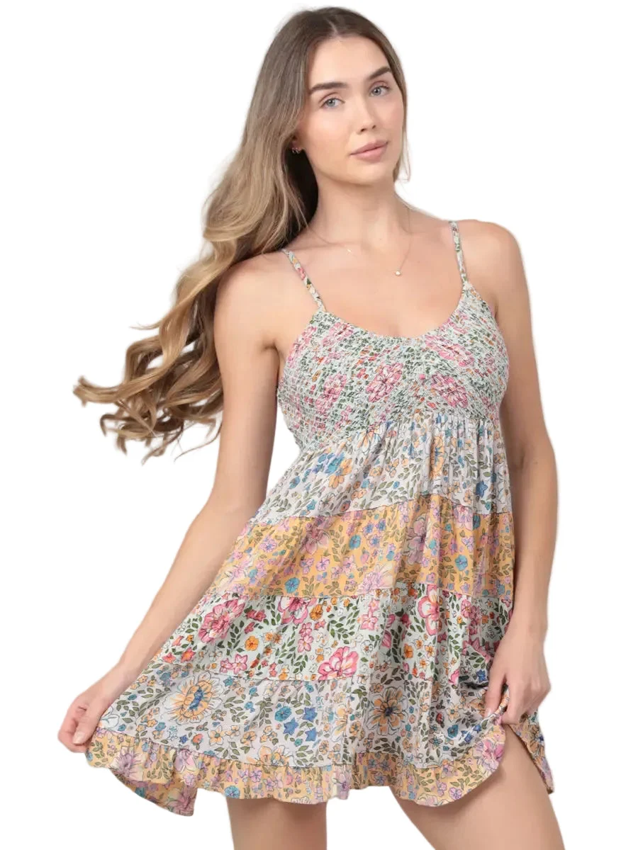 Sun-Drenched Patchwork Mini Dress