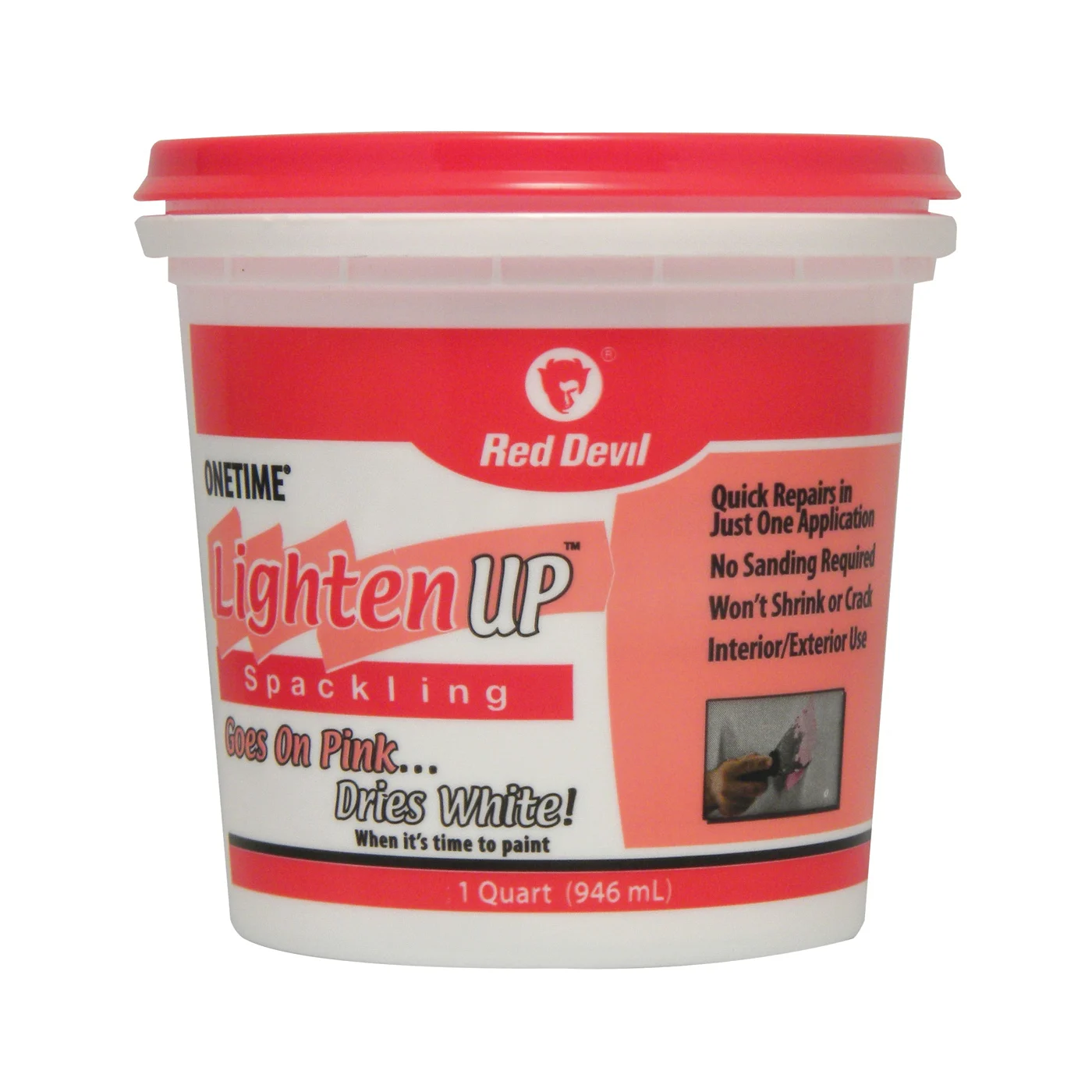 0574 Spackling Compound, Oil, Water Base, White, 1 qt Tub - Red Devil