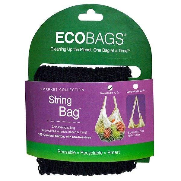 ECOBAGS Market Collection String Bag Tote Handle 10 in Black 1 Bag