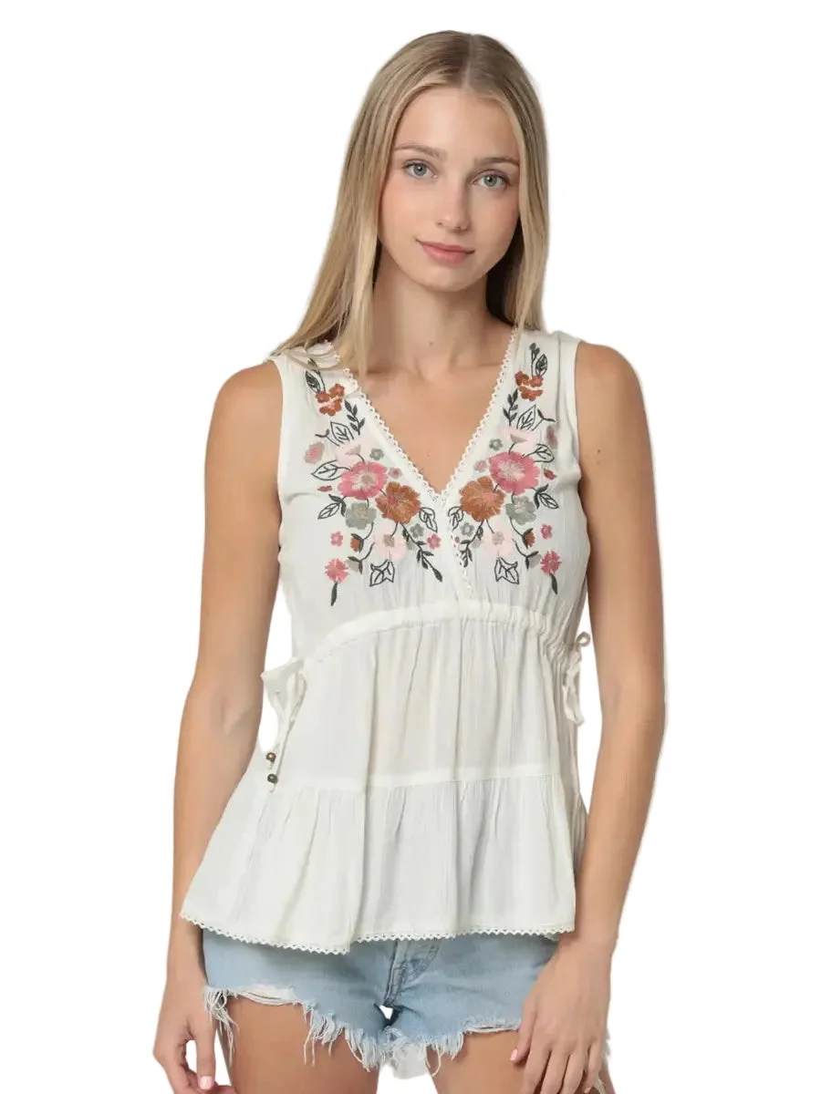 Meadow Embroidered Peplum Tank - Angie (Star of India Fashions, Inc.)
