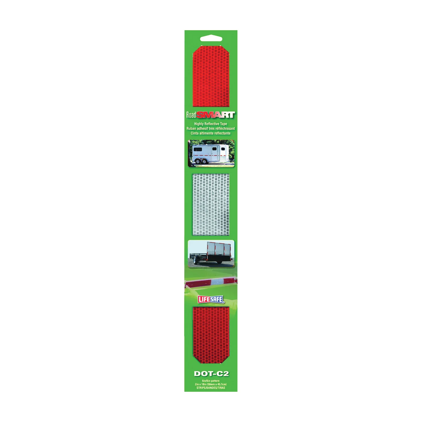 RE3986 Reflective Tape, 18 in L, 2 in W, Red/Silver - Incom