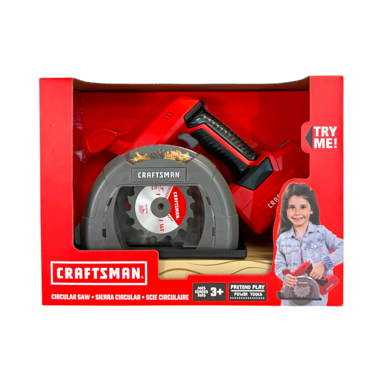 20740LW Pretend Play Circular Saw, 3 Years and Up, Plastic, Red/Black/Gray - Craftsman