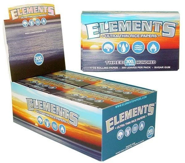 Elements 300s Ultra Thin Rice Rolling Papers | 1 1/4 | 20pk Display - New