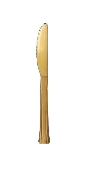 Lillian Tablesettings Plastic Party Knives, Full Size, Gold
