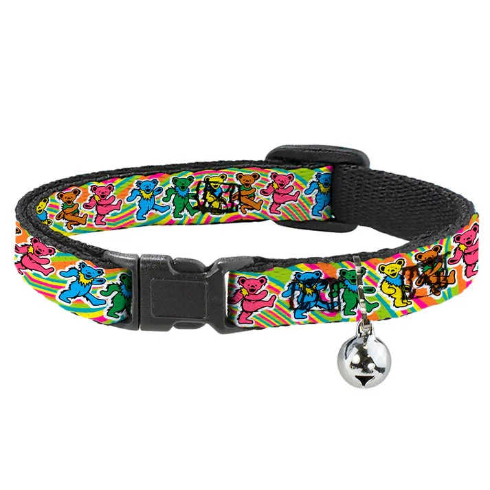 Grateful Dead Dancing Bears with Swirls Breakaway Cat Collar with Bell - Buckle-Down, Inc.
